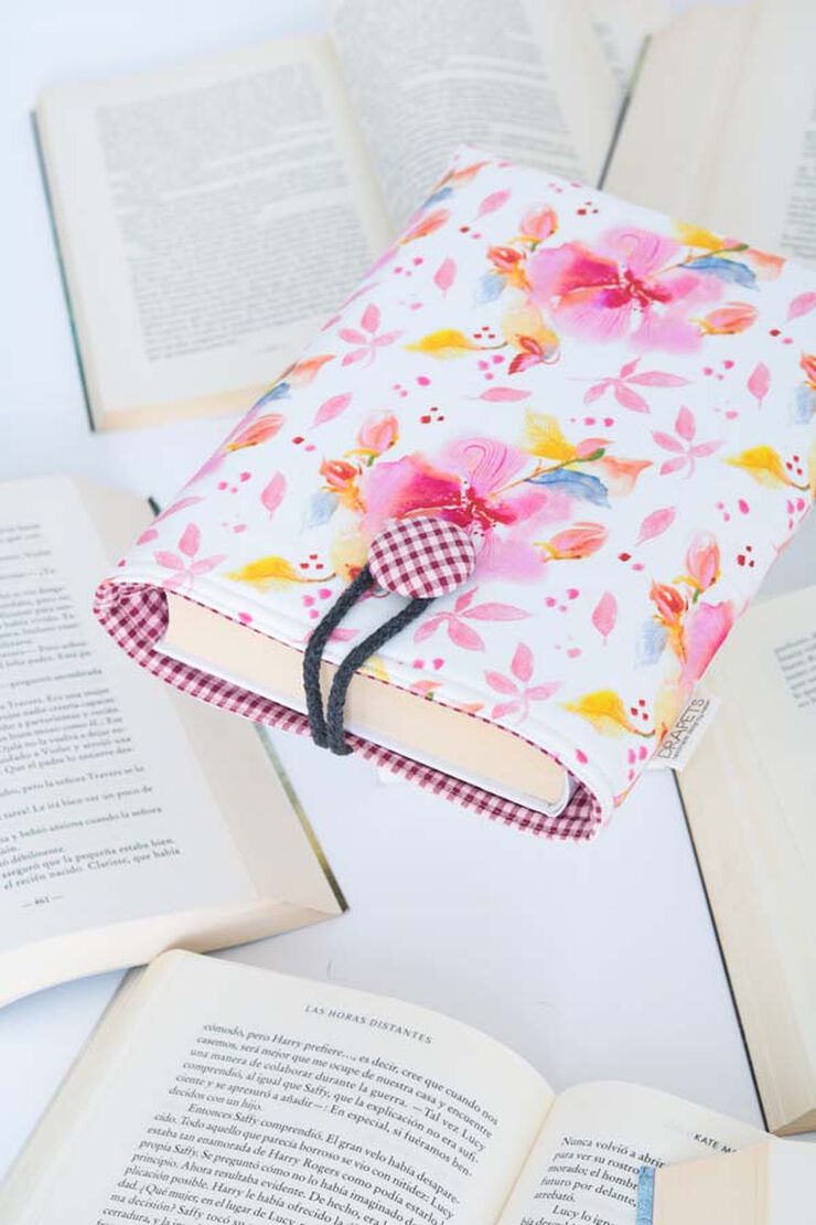 Funda de Libro Drapets Flores Roses interior vichy