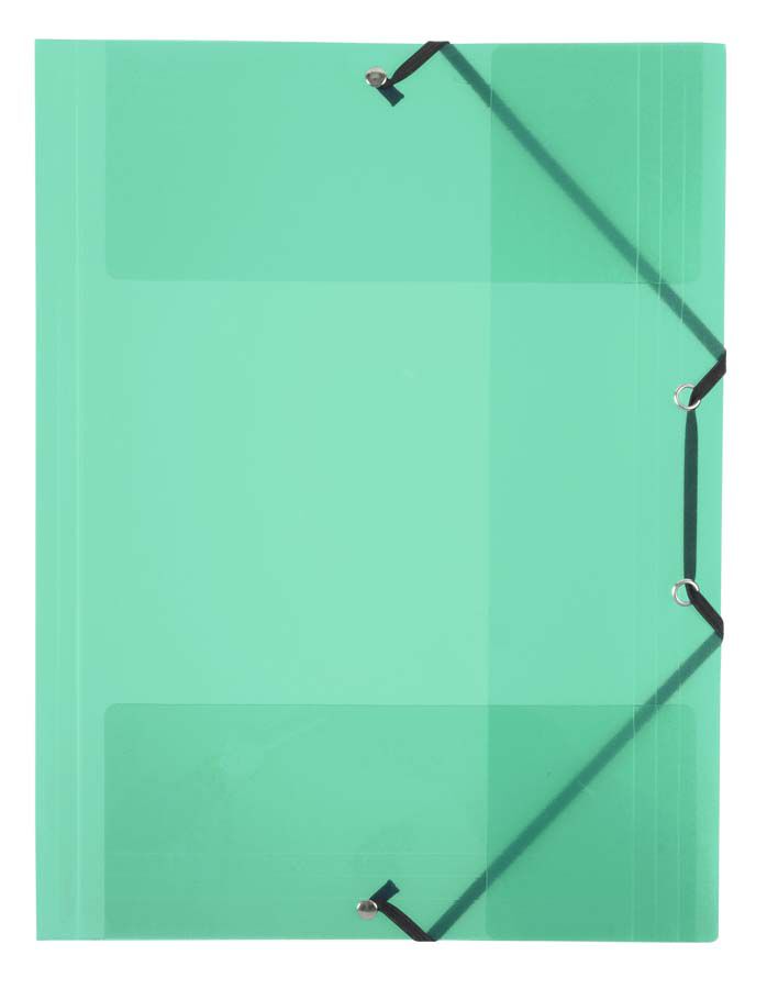 Carpeta gomes i 3 solapes Foli verd transl&uacute;cid
