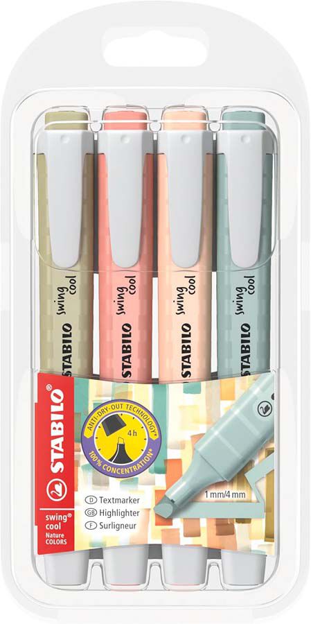 Marcadores fluorescentes Stabilo Swing Cool Nature 4 colores