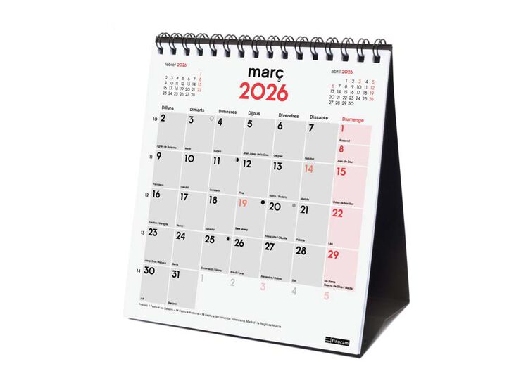 Calendario sobremesa Finocam Escribir XS 2026 catalán