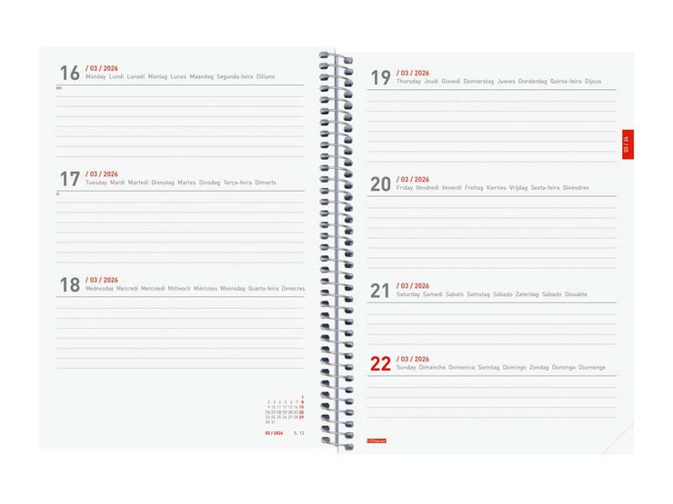 Agenda Finocam espiral 18 mesos E10 setm/vista mult 2025-26 pretty