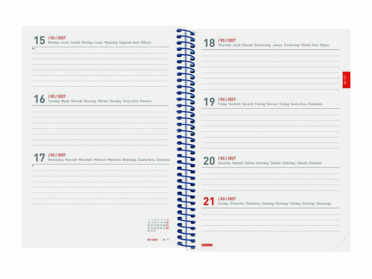 Agenda Finocam Esp.18M E10 Sem/Vista Multiling&uuml;e 2026-27 Azul