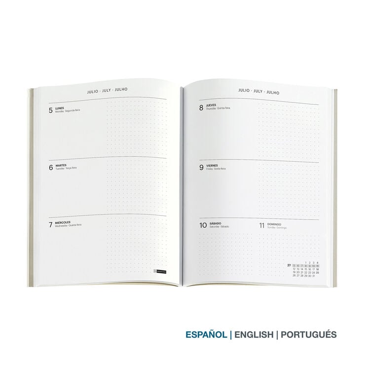 Agenda Miquelrius 145x195 Semana Vista Multiling&uuml;e 2027 Rojo