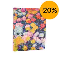 Agenda Paperblanks Flexi Ultra Crisantemos Monet d&iacute;a/p&aacute;g caso 2026