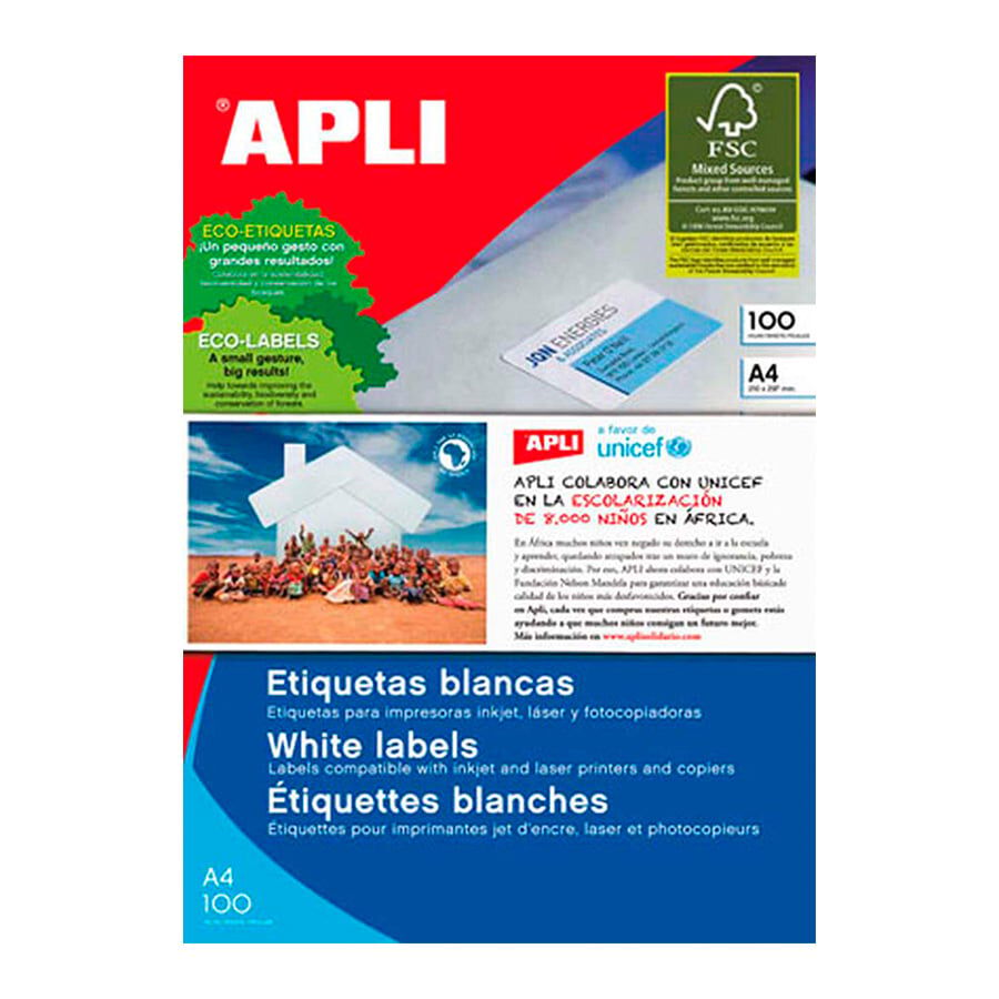 Etiqueta Apli Inkjet/Laser/Fotoc.25x70mm 100 hojas