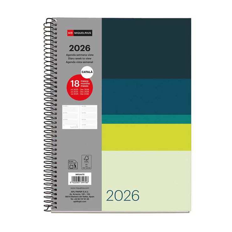 Agenda 18 mesos Miquelrius Plus setm/vista cat 2025-26 Horizon