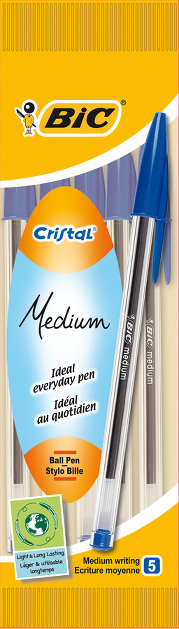 Bolígrafo Bic Cristal Azul - 5 unidades