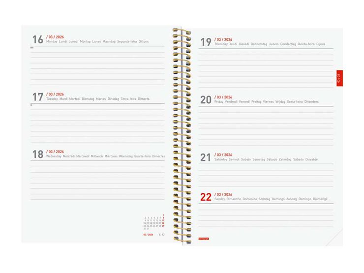 Agenda Finocam espiral 18 meses E10 sem/vista mult 2025-26 daisy