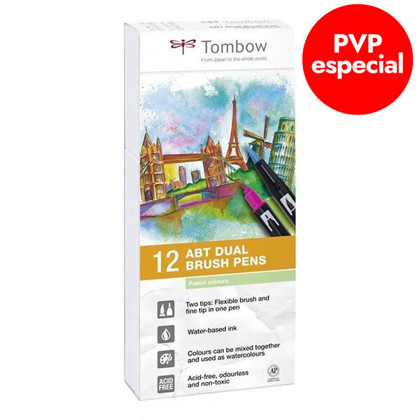 Retoladors Tombow Dual Brush pastel 12 colors