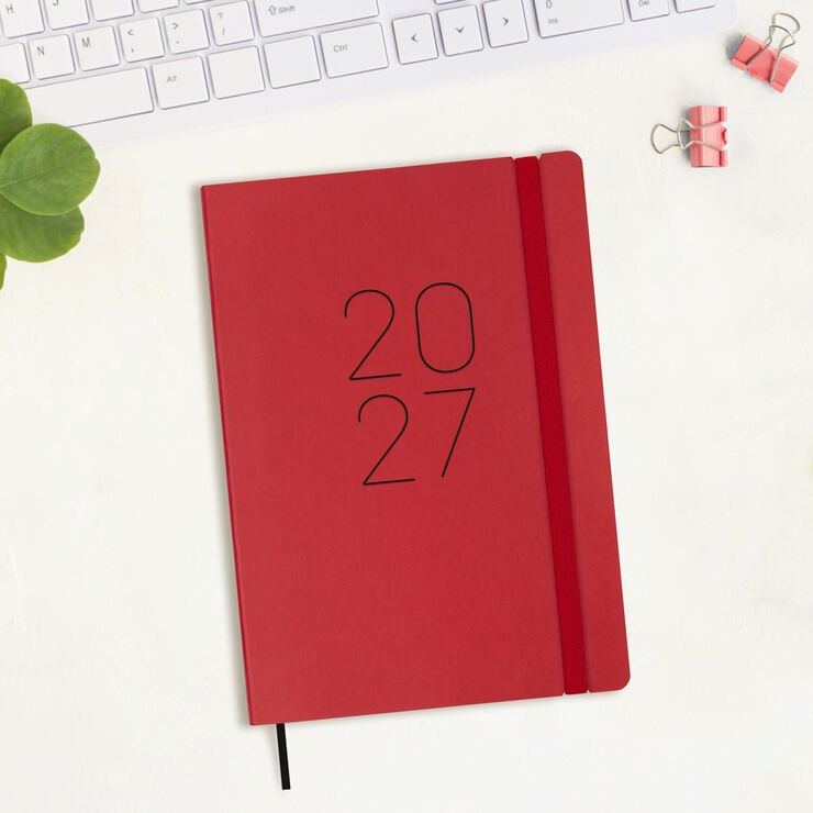 Agenda Finocam Flex Llisa Semana Vista Vertical 2027 Castellano Rojo