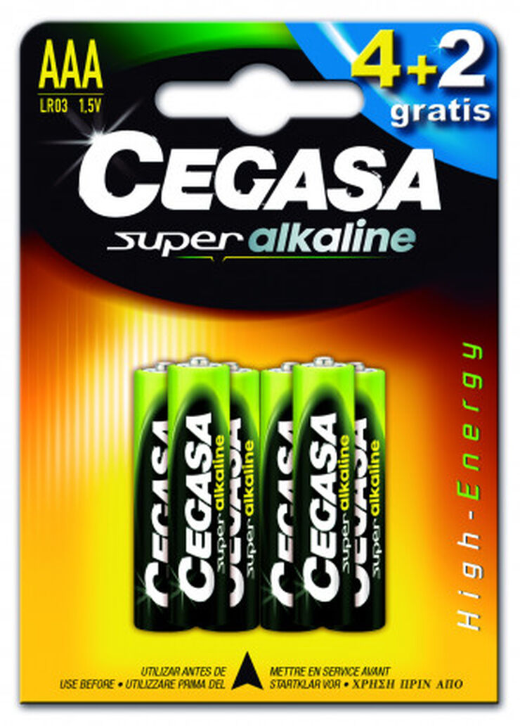 Pila Super alcalina Cegasa LR30-AAA 4+2u