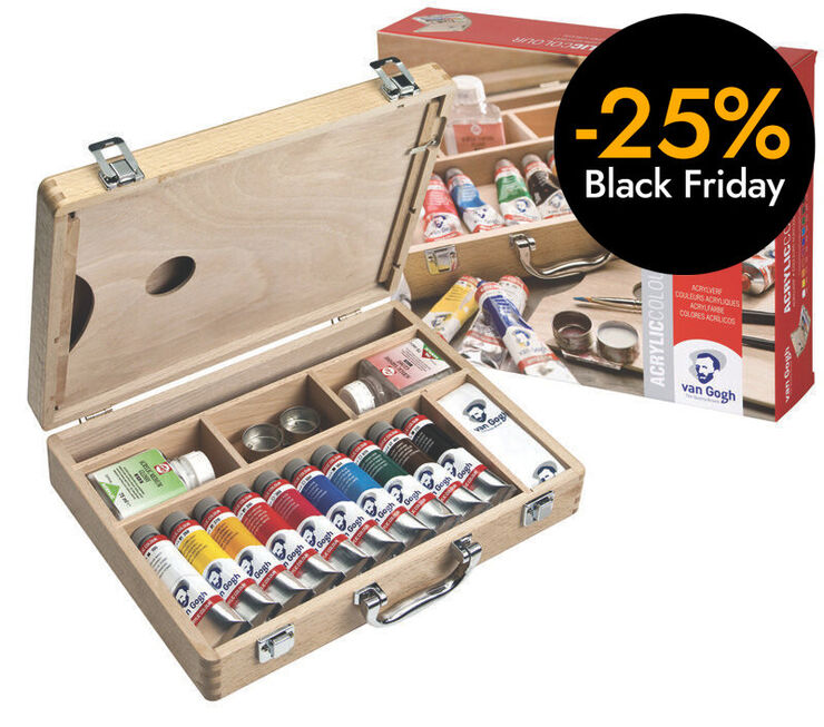 Caixa acrílics Van Gogh maletí fusta