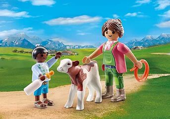 Playmobil Duo Pack Granjera con Ternero 71803