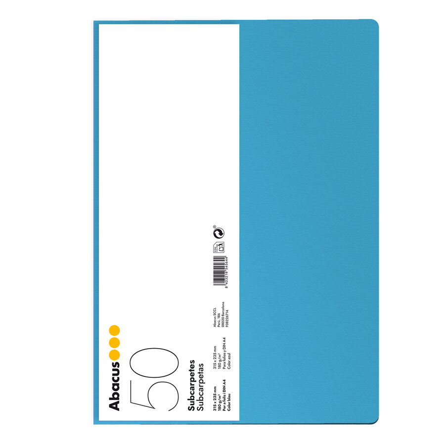 Subcarpeta Abacus A4 180g azul 50u