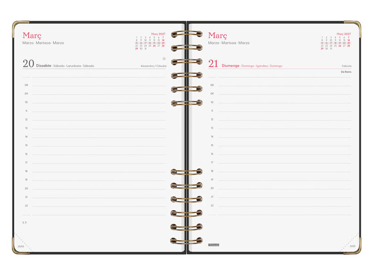 Agenda Finocam Alma D&iacute;a P&aacute;gina 2027 Catal&aacute;n Negro