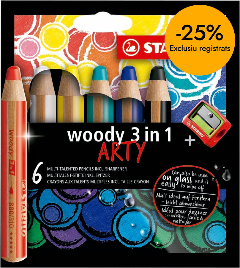 L&aacute;pices Stabilo Woody 3 en 1 Arty 6 colores