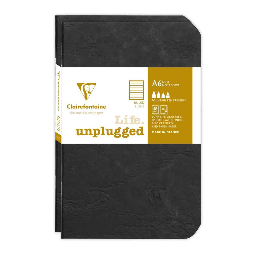 Libreta grapada Nomaddict 48 hojas 9x14 raya negra 2u