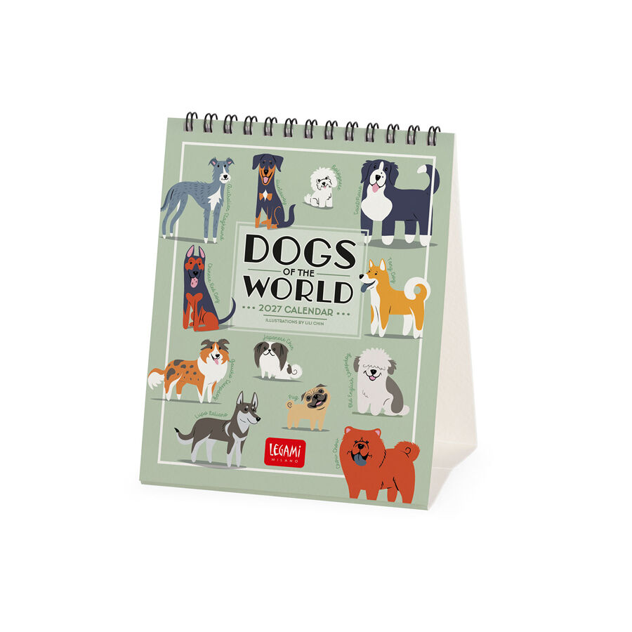 Calendario Legami 12x14,5 Sobremesa Dogs World Multiling&uuml;e 2027