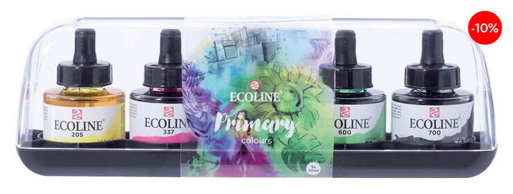 Aquarel&middot;la l&iacute;quida Talens Ecoline Primaris 5 colors