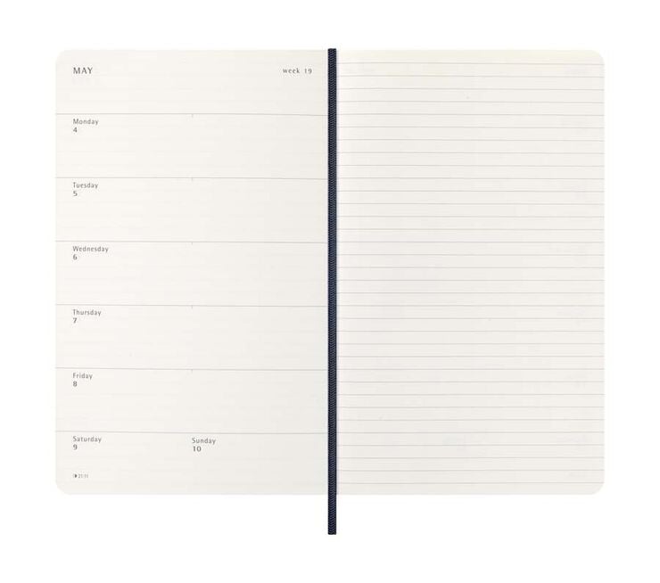 Agenda Moleskine 12 mesos setm/vista 2026 tapa tova L blau marí