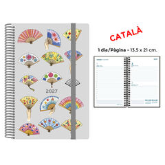 Agenda Espiral Finocam 13,5x21 cm Catal&aacute;n D&iacute;a P&aacute;gina 2027 Abanicos