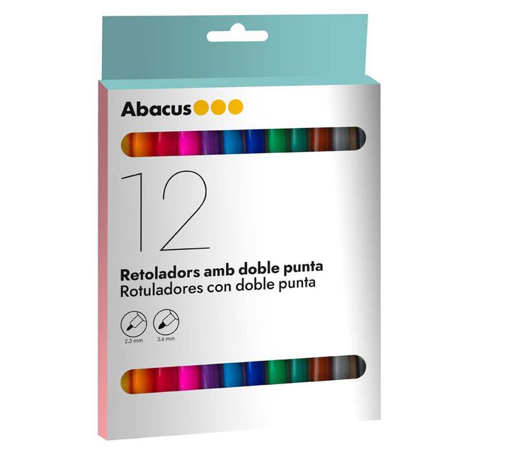 Rotulador Abacus doble punta 12 colores