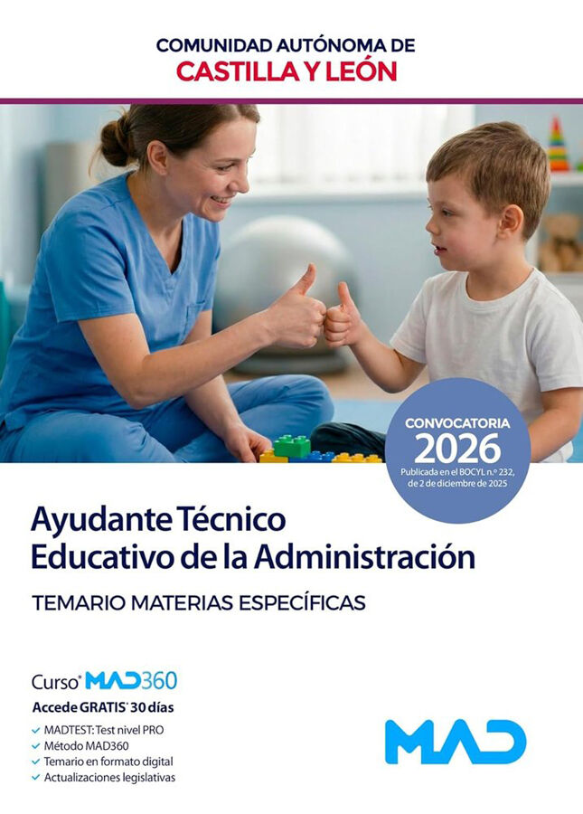 Ayudante T&eacute;cnico Educativo de la Administraci&oacute;n de la Comunidad de Castilla y Le&oacute;n. Temario materias espec&iacute;ficas
