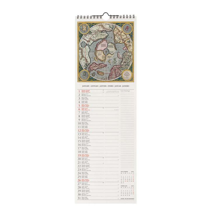 Calendario Pared Legami m/vista 2025 Vintage Maps