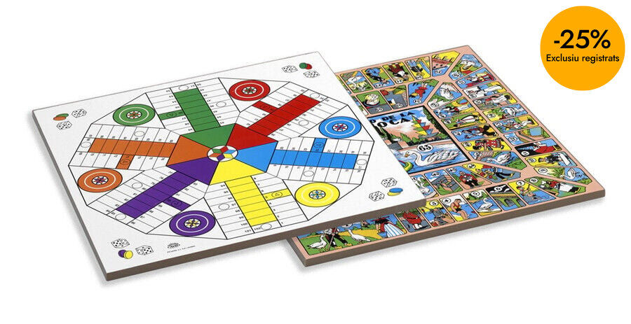 Tablero parch&iacute;s-oca 6 jugadores 40x40cm madera