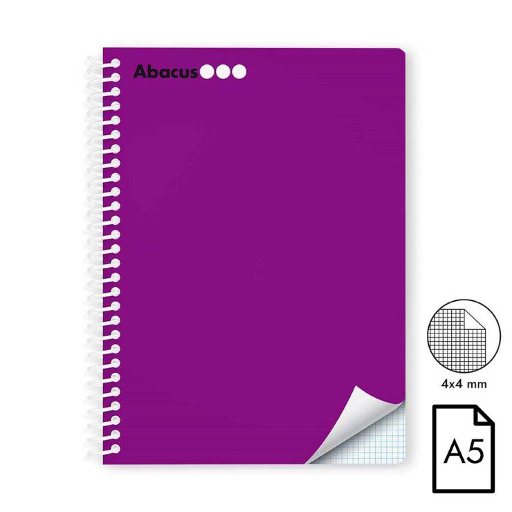 Libreta espiral Abacus A5 80 hojas raya horizontal lila