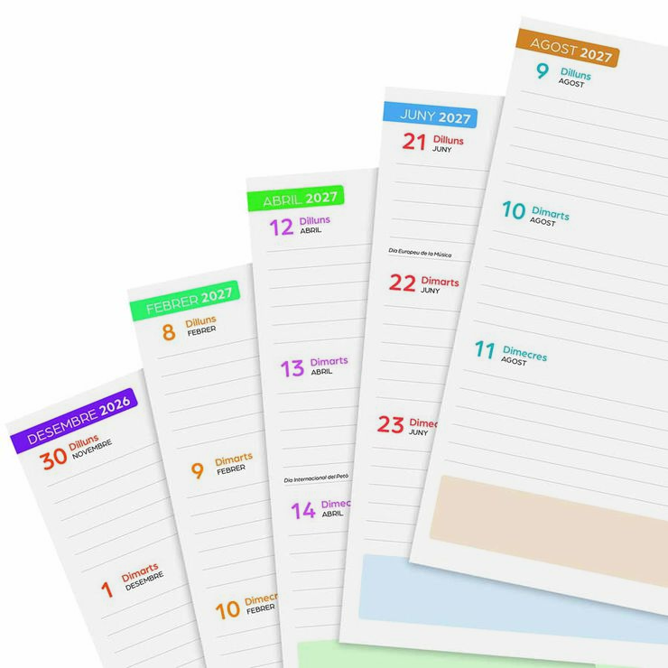 Agenda Escolar Finocam Cosmoflex 1/4 D&iacute;a/P&aacute;gina Catal&aacute;n 2026-27 Azul