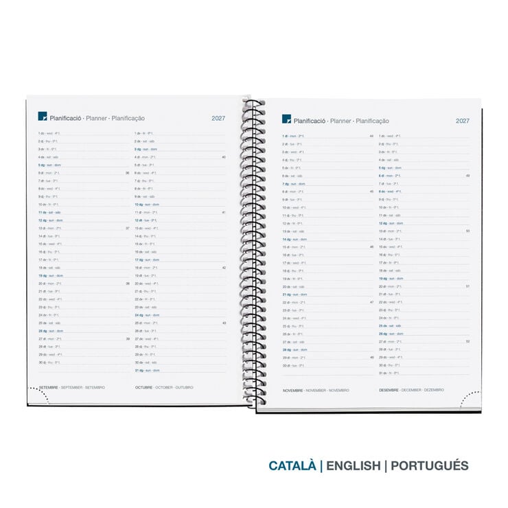 Agenda Miquelrius Espiral Plus Semana Vista Catal&aacute;n 2027 Calm Ocean