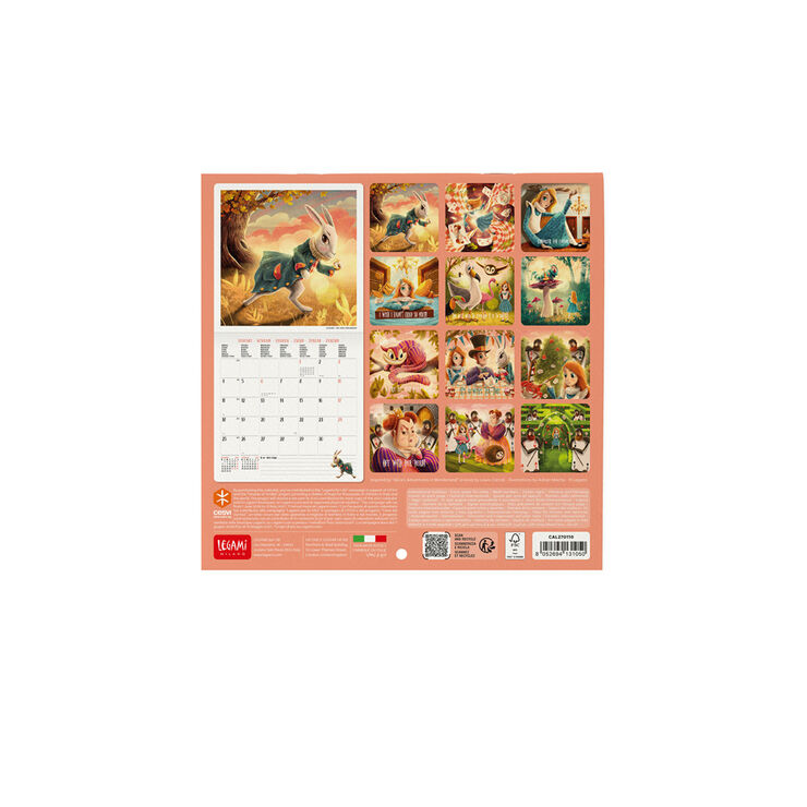 Calendario Legami 18x18 Pared Alice Wonder Multiling&uuml;e 2027