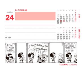 Calendario mesa Mafalda rojo cast 2024