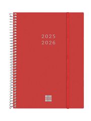 Agenda Finocam espiral 18 meses E10 sem/vista mult 2025-26 rojo