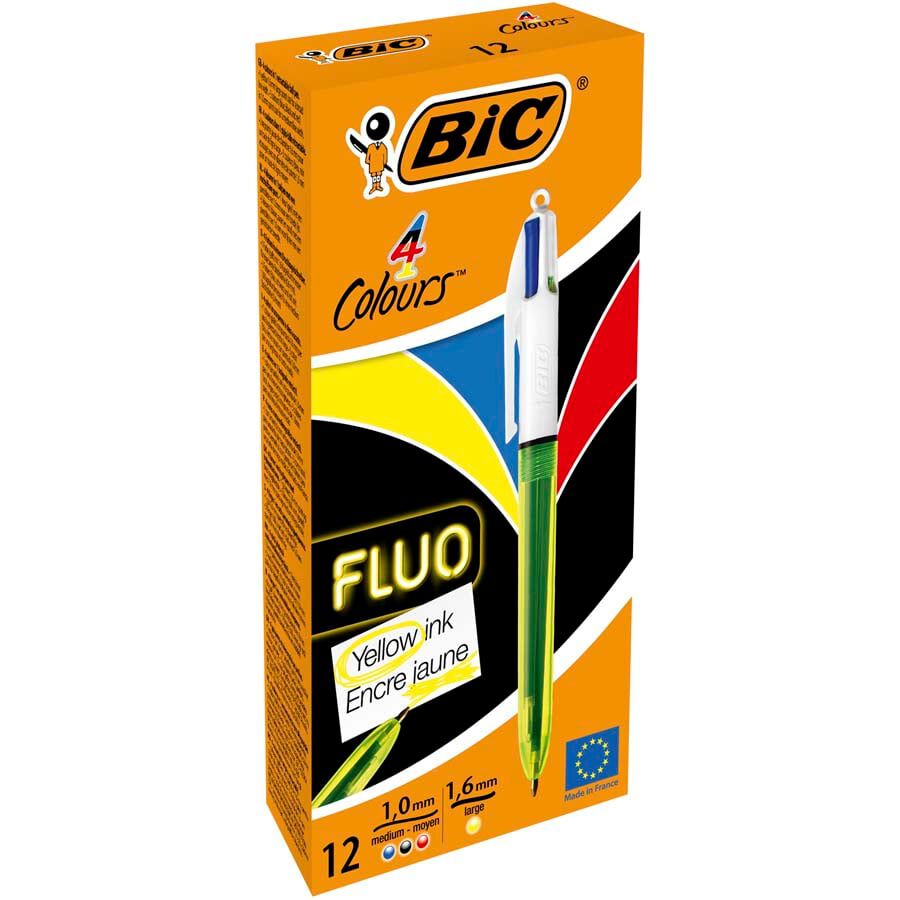 Bol&iacute;grafo Bic Fluorescent 4 colores - 12 u