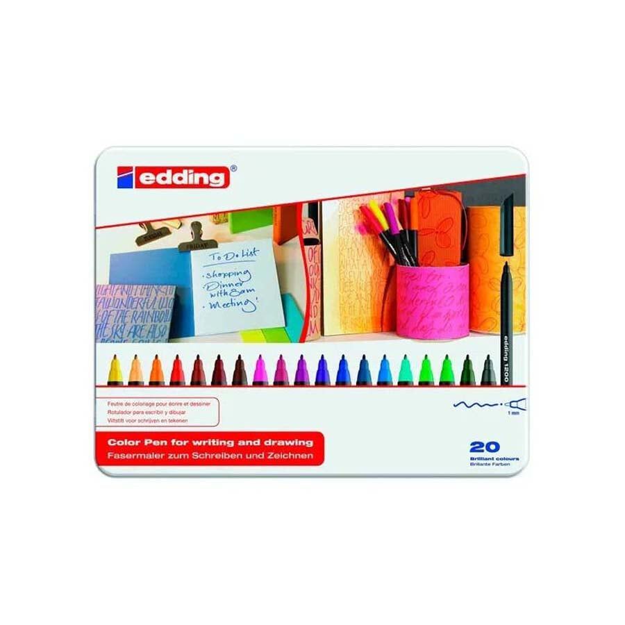 Rotuladores Edding 1200 caja metal 20 colores