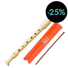 Flauta soprano con limpiador y funda naranja