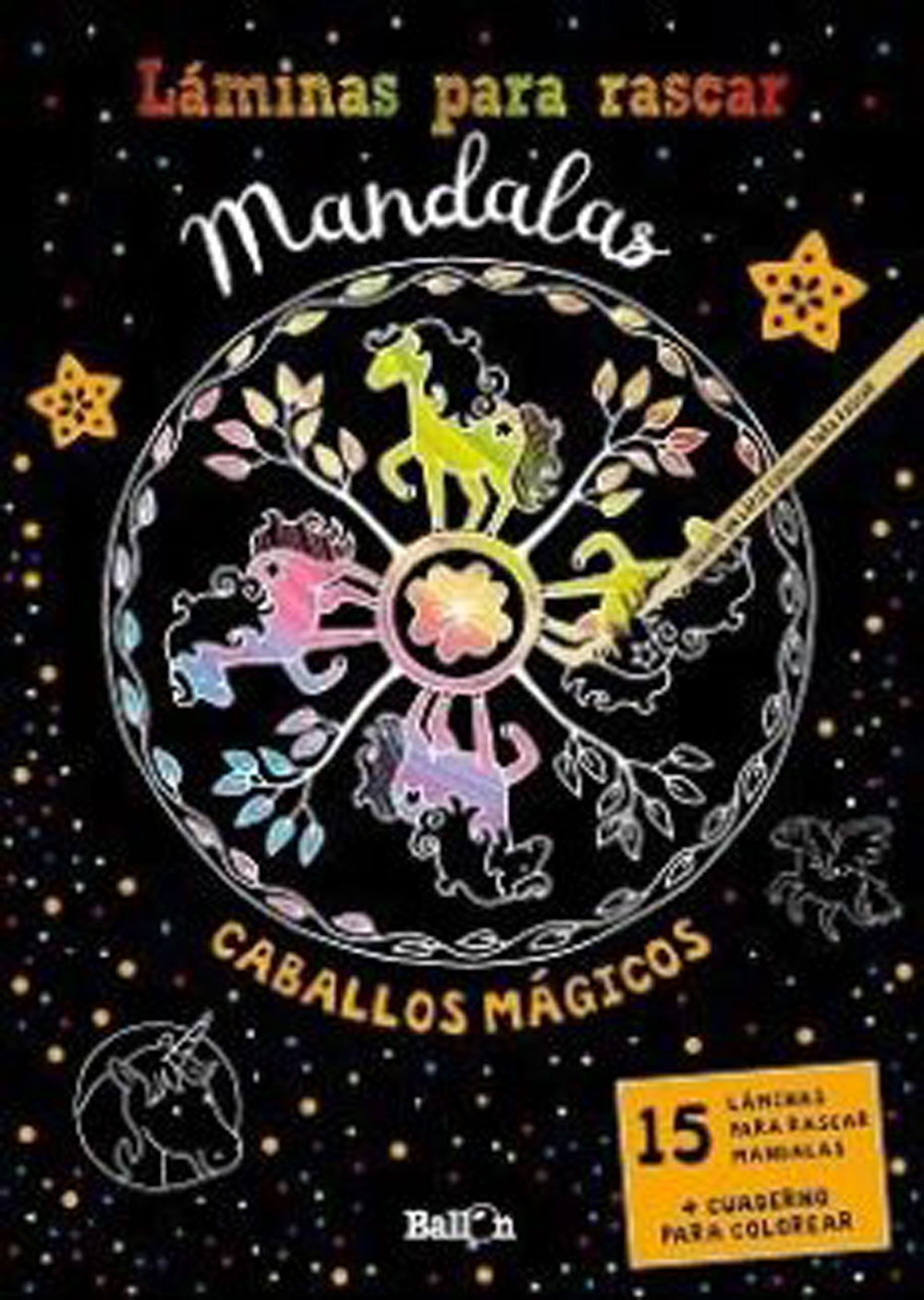 L&aacute;minas para rascar Mandalas. Caballos m