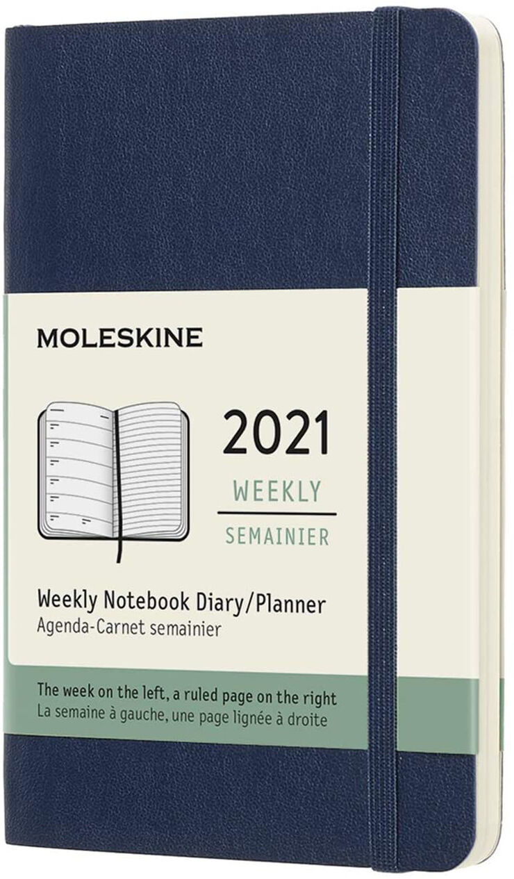 Agenda Moleskine 2021 Soft Pocket Semana Vista Ingl&eacute;s  Azul (9x14 cm)