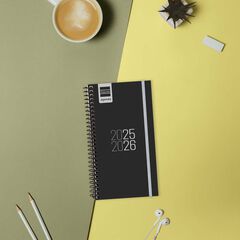 Agenda Finocam escolar espiral E9 sem/vista cat 2025-26 negro