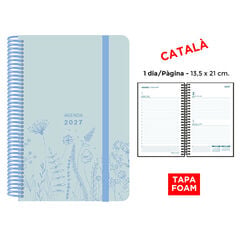 Agenda Espiral Finocam 13,5x21 cm Catal&aacute;n D&iacute;a P&aacute;gina 2027 Foam Azul
