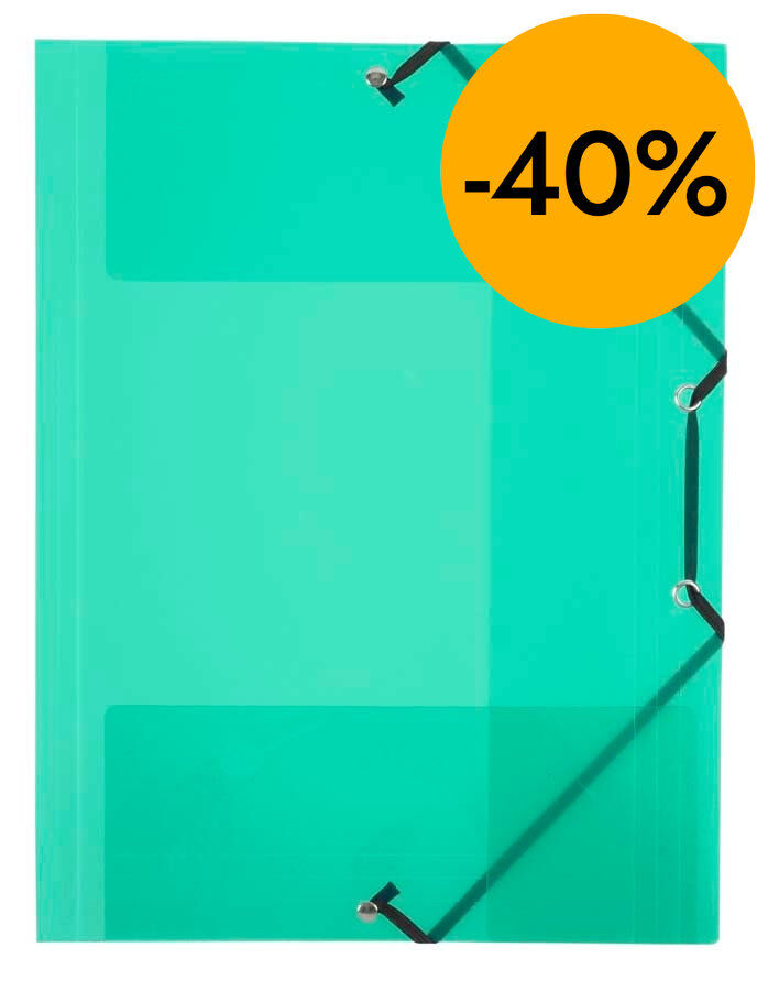 Carpeta gomas y 3 solapas Folio verde transl&uacute;cido