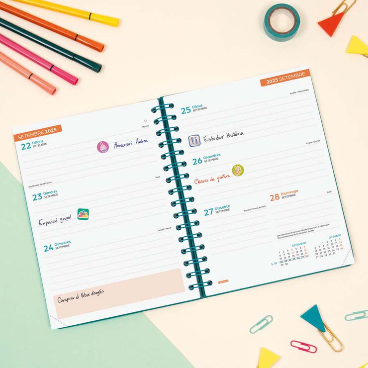 Agenda Finocam escolar Cosmo 1/4  sem/vista cat 2025-26 stars