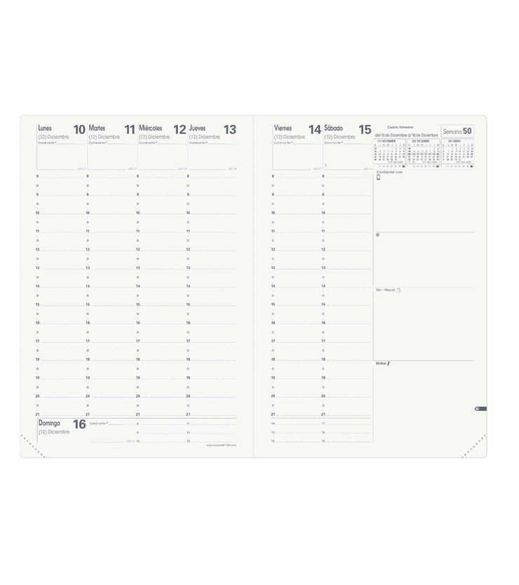 Agenda Quo Vadis 13M Ministre 16x24 cm Semana Vista Castellano 2027 Azul