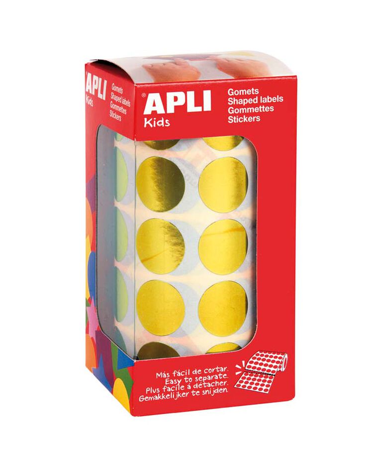 Rollo gomets adhesivos c&iacute;rculo amarillo metalizado