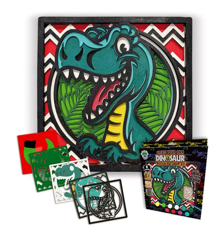 Art en fusta dinosaure
