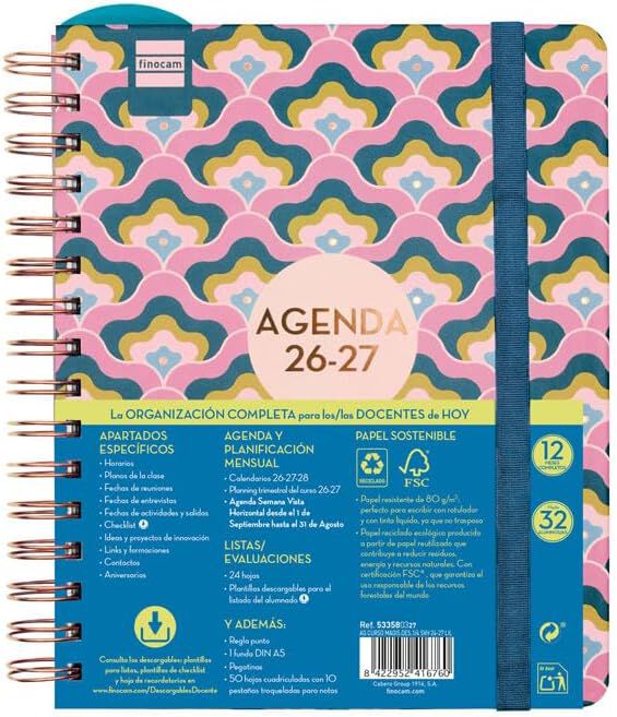 Agenda Professor Design | 1/4 Setmana Vista, Castell&agrave; (2026-2027) &ndash; Lila