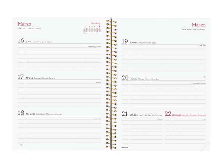 Agenda Finocam Design Collection E10 sem/vista horizontal cas 2026 Flora