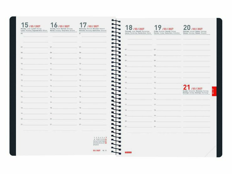 Agenda Finocam 16M Ikon E10 Sem/Vista Vertical Multiling&uuml;e 2026-27 Negro